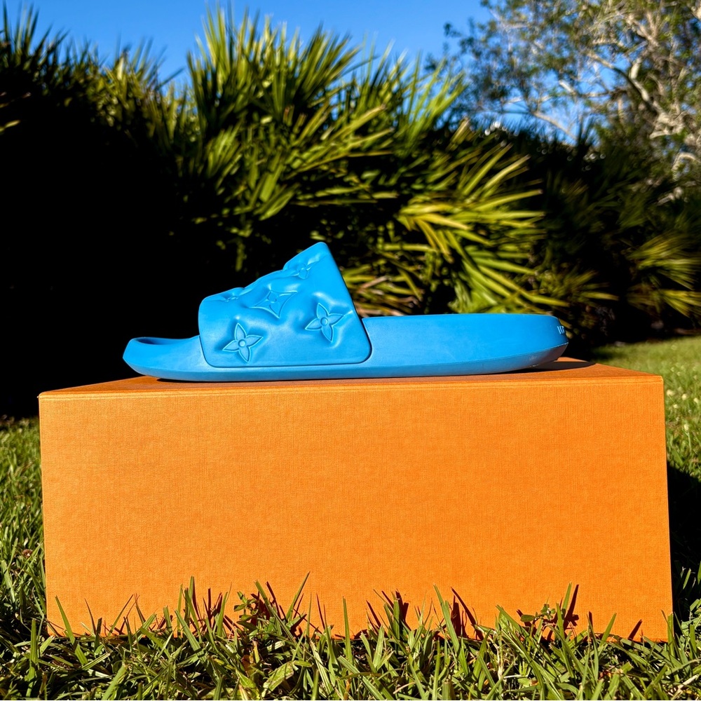Louis Vuitton Blue Waterfront Mule Slide Size 10.5 Abloh FW21 Collector Sandal - Picture 5 of 16